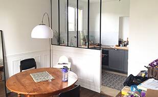 Optimiz Rénovation - Renovationd'une cuisine equipee ouverte sur la salle manger d'un appartement