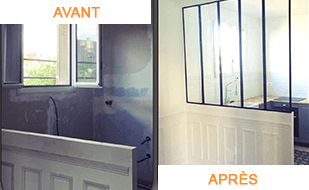 travaux de  rénovation d'appartement avec baie d'atelier